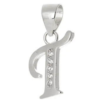 Přívěsek Stříbrný přívěšek písmeno T s čirými zirkony STRZ0817TF