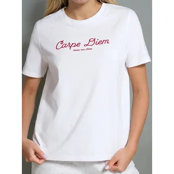 Sinsay - Tričko s krátkým rukávem - bílá - 8738J-00X - 8738J-00X-XXS