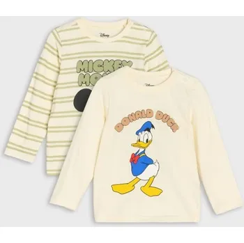 Sinsay - 2 balení triček s dlouhým rukávem Mickey Mouse - krémová - 730EM-01X - 730EM-01X-104