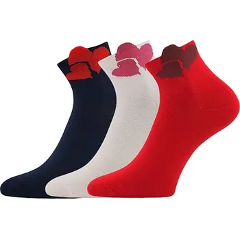 Dámské ponožky LONKA Ponožky dámské ESRDCANA s obrázky SRDÍČEK mix A (3 páry) 35-38 125499