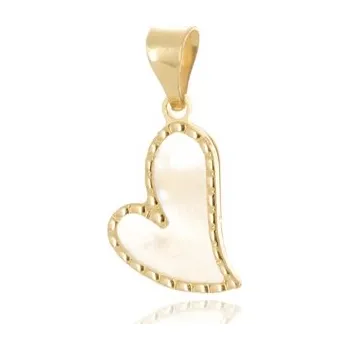 Přívěsek Přívěšek ze žlutého zlata srdce s perletí ZZ1421F + dárek zdarma