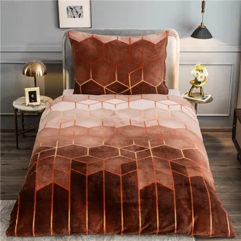 Povlečení Mikroplyšové povlečení 140x200 cm, 70x90 cm - Nina hnědá