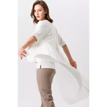 Dámský svetr TUZZI dámský kardigan bílý s plisé