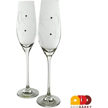 Sklenice Sklenice na šampus Swarovski Heart 210 ml, 2 ks (Sada dvou sklenic na šampaňské)