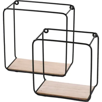 police DOCHTMANN Sada 2ks nástěnná police kov-dřevo černá