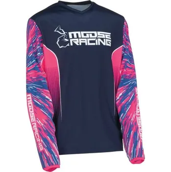 Cyklistické oblečení MOOSE dětský dres Agroid PINK/BLUE - M