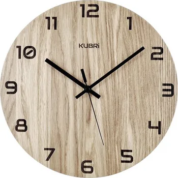 Hodiny KUBRi HRC0029B - Dubové hodiny řízené signálem s tichým chodem