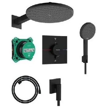 Sprchový set Hansgrohe Raindance Alive S - Sprchový set s termostatem pod omítku, průměr 30 cm, 3 proudy, matná černá 24630670