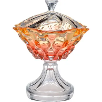 Dóza na potraviny Křišťálová dóza na noze Bohemia Treasury, SAMBA - gradient yellow pink, 25 cm