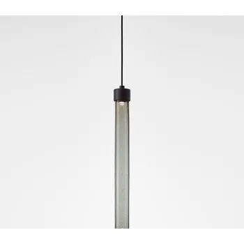 Brokis Designové LED závěsné svítidlo Comet Round 550, PC1375 Povrch Montury: Grafitový lak se strukturou, Barva skla: Šedá kouřová - transparentní sklo, Baldachýn: Broušená champagne lak