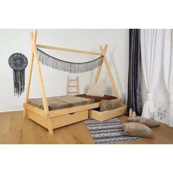 Dětská postel MAXIDO Dětská postel Teepee - dva šuplíky 200x90 Přírodní (Český výrobek)