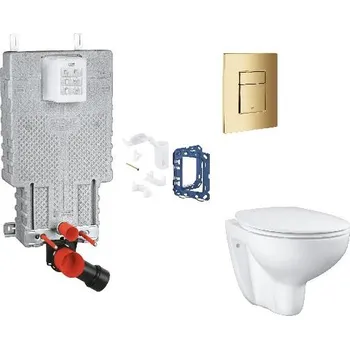 WC sada Grohe Uniset - Set předstěnové instalace, klozetu, sedátka SoftClose, tlačítka Skate Cosmopolitan a sady pro vhazování tablet, Cool Sunrise SANI15BB4122