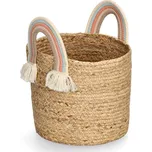 ZELLER Úložný box kulatý motiv Duha bavlna a mořská tráva 30x30cm