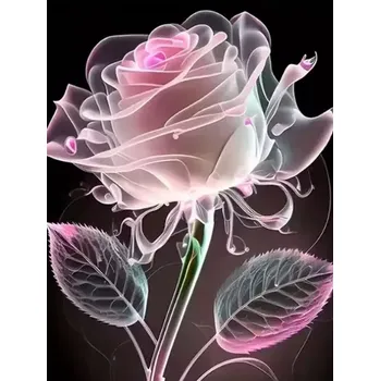 Diamantové malování Diamantové malování/Homfun - Kouřová růže + perleťové kamínky