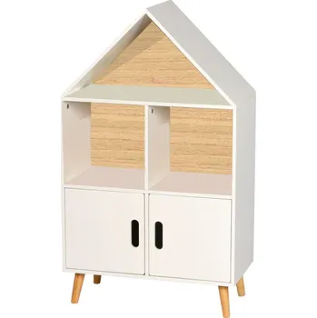 Dětská skříň DOCHTMANN Dětská knihovna domeček, úložný regál pro děti, bílá 60x30x103cm