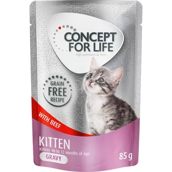 Krmivo pro kočku 12x85g Concept for Life Kitten hovězí bez obilovin – v omáčce