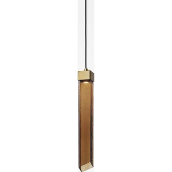 Brokis Designové LED závěsné svítidlo Comet Square 480, PC1379 Povrch Montury: Broušená bronz lak, Barva skla: Hnědá kouřová - transparentní sklo, Baldachýn: Broušená bronz lak