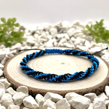 Náramek Cetom Ručně vyráběný náramek pro přátele – černá a modrá barva 0222