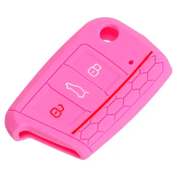 Autoklíč Silikonový obal na klíč VW, Škoda, Seat - Růžová | 3 tlačítkový