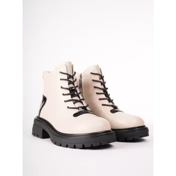 Dámská zimní obuv PASS dámské kotníkové boty béžové černé