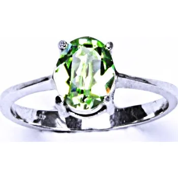 Prsten Zlatý prsten, krystal Swarovski chryzolit, bílé i žluté zlato - T 1245