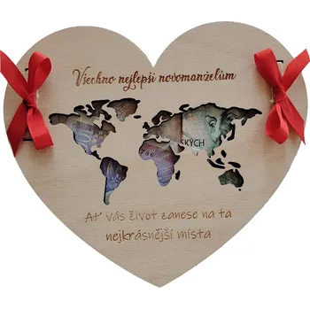 Obálka Dřevěná obálka na peníze - Všechno nejlepší novomanželům