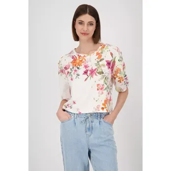 Dámská mikina MONARI BALI dámská mikina světle béžová s květinovým potiskem slabá 3/4 rukáv