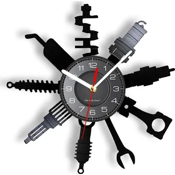 Hodiny OEM Vinylové hodiny s mechanickým motivem a LED podsvícením