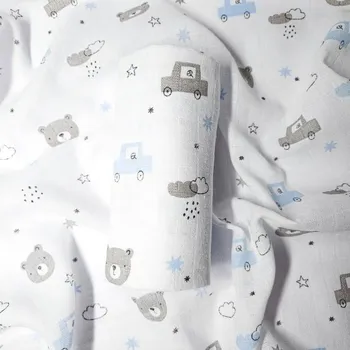 PREM Bavlněná plena 90x100 cm, tisk - méďa auto