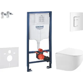 WC sada Grohe Rapid SL - Set předstěnové instalace, kompaktního klozetu Gaia sedátka softclose, tlačítko Skate Cosmopolitan, alpská bílá SANI11BA3103