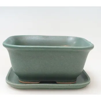 Květináč Bonsai miska + podmiska H37 - 14,5x13x6,5 cm. - zelená