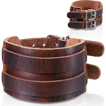 Náramek Steel Edge Kožený náramek SESL027 Hnědá