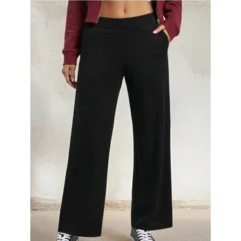 Dámské kalhoty Sinsay - Tepláky s širokými nohavicemi soft touch - černá - 791EX-99X - 791EX-99X-L