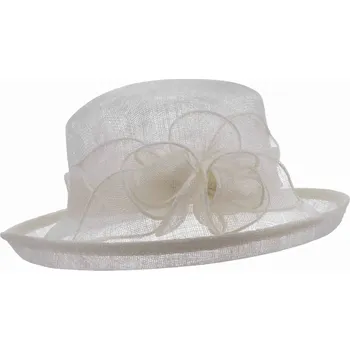 Šála SEEBERGER Cloche bílý slavnostní klobouček s ozdobou - ze sisálové slámy Velikost: Unisize (S-XL)