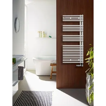 Radiátor Zehnder Forma Asym - Koupelnový radiátor 168x50 cm, rovný, vnější připojení 5 cm, bílý lak LFAR-170-050