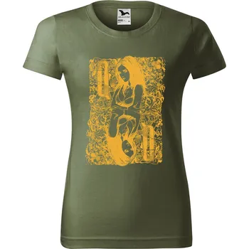 Dámské tričko DOBRÝ TRIKO Dámské tričko s potiskem Queen Barva: Khaki, Velikost: 2XL