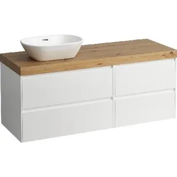 Koupelnový nábytek Laufen Lani - Umyvadlová skříňka, 58x137x49 cm, 4 zásuvky, výřez vlevo, matná bílá/dub H4065821122601