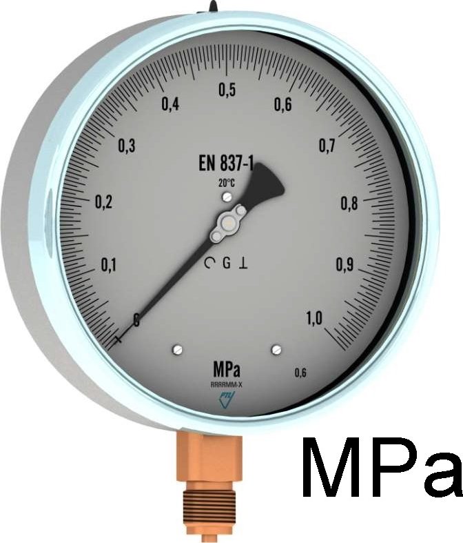 Přesný kontrolní manometr 0-1,6 MPa; 0,6%, průměr 160 mm, spodní závit M20x1,5 03402-E/08