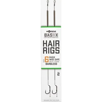 Rybářský háček KORDA - Hotový návazec Basix Hair rigs Wide Gape B 6 18 lb 2 ks
