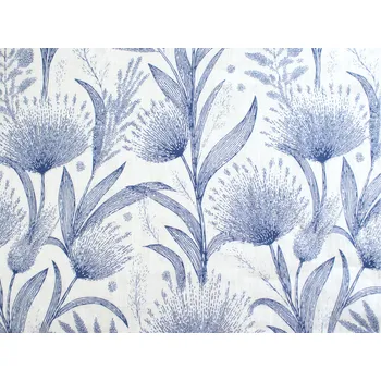 Snový svět Floral modré květy - francouzský len