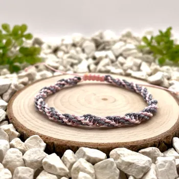 Náramek Certom Stylový náramek přátelství šedá a růžová – ruční práce 0229