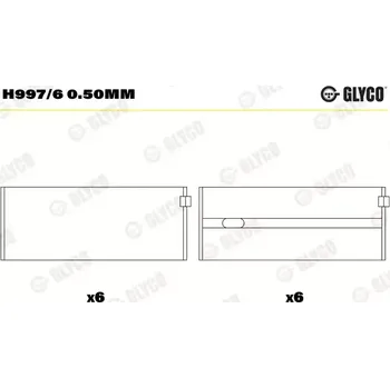 Kliková hřídel GLYCO Ložiska klikového hřídele GLC H997/6 0.50mm