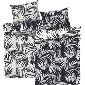Povlečení LIVARNO home Sada ložního povlečení Renforcé, 140 x 200 cm, 70 x 90 cm, palmy, 2dílná