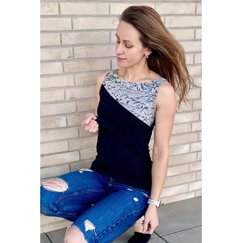 Krásná mamka Kojicí tričko Mountains BLACK bez rukávů Velikost: S