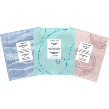 Kosmetická sada Comfort Zone KOMPLETNÍ RITUÁL PRO ZÁŘIVOU, HYDRATOVANOU A ZKLIDNĚNOU PLEŤ zvýhodněný set 3 biocelulózových masek Comfort zone