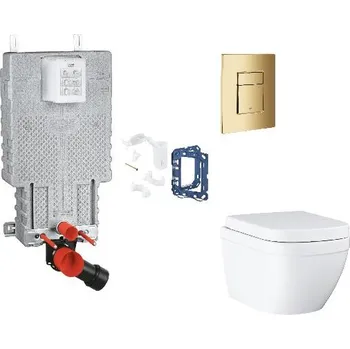 WC sada Grohe Uniset - Set předstěnové instalace, klozetu, sedátka SoftClose, tlačítka Skate Cosmopolitan a sady pro vhazování tablet, Triple Vortex, Cool Sunrise SANI15BB4125