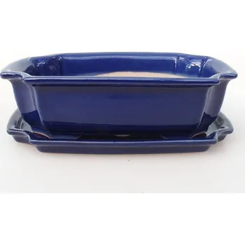 Květináč Bonsai miska + podmiska H17 - 15 x 10 x 4 cm. - modrá