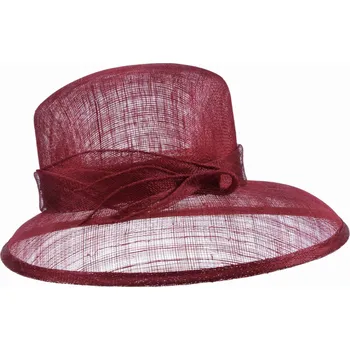 Šála SEEBERGER Cloche červený slavnostní klobouk s ozdobou - ze sisálové slámy Velikost: Unisize (S-XL)