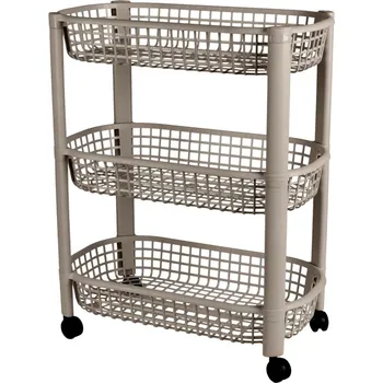 Koupelnový nábytek DOCHTMANN Úložný vozík pojízdný, 3 police, hnědý, 46,5x26x58,8cm