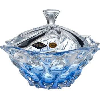 Dóza na potraviny Křišťálová dóza Bohemia Treasury, SAMBA - blue touch, 21 cm